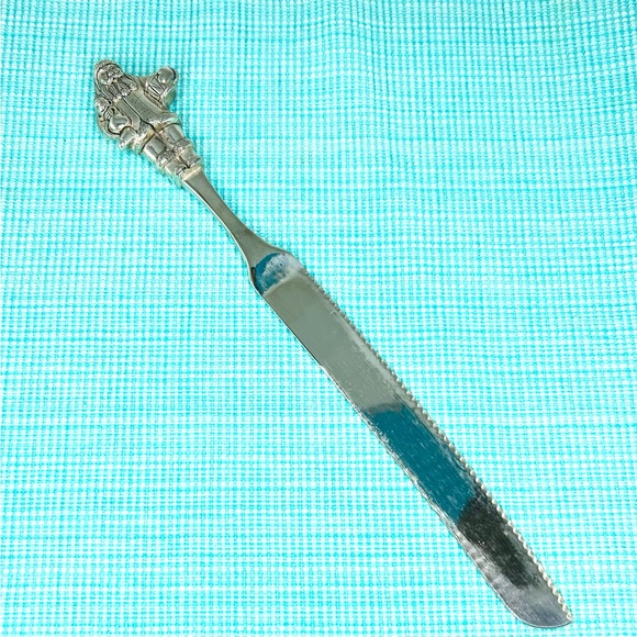 Wallace Sterling Silver Plated Christmas Bread Cake Knife Santa - Picture 1 of 4